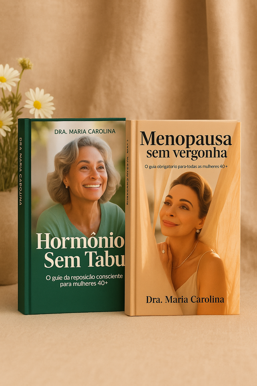 Mockup do eBook impresso e digital com chamada para ação.