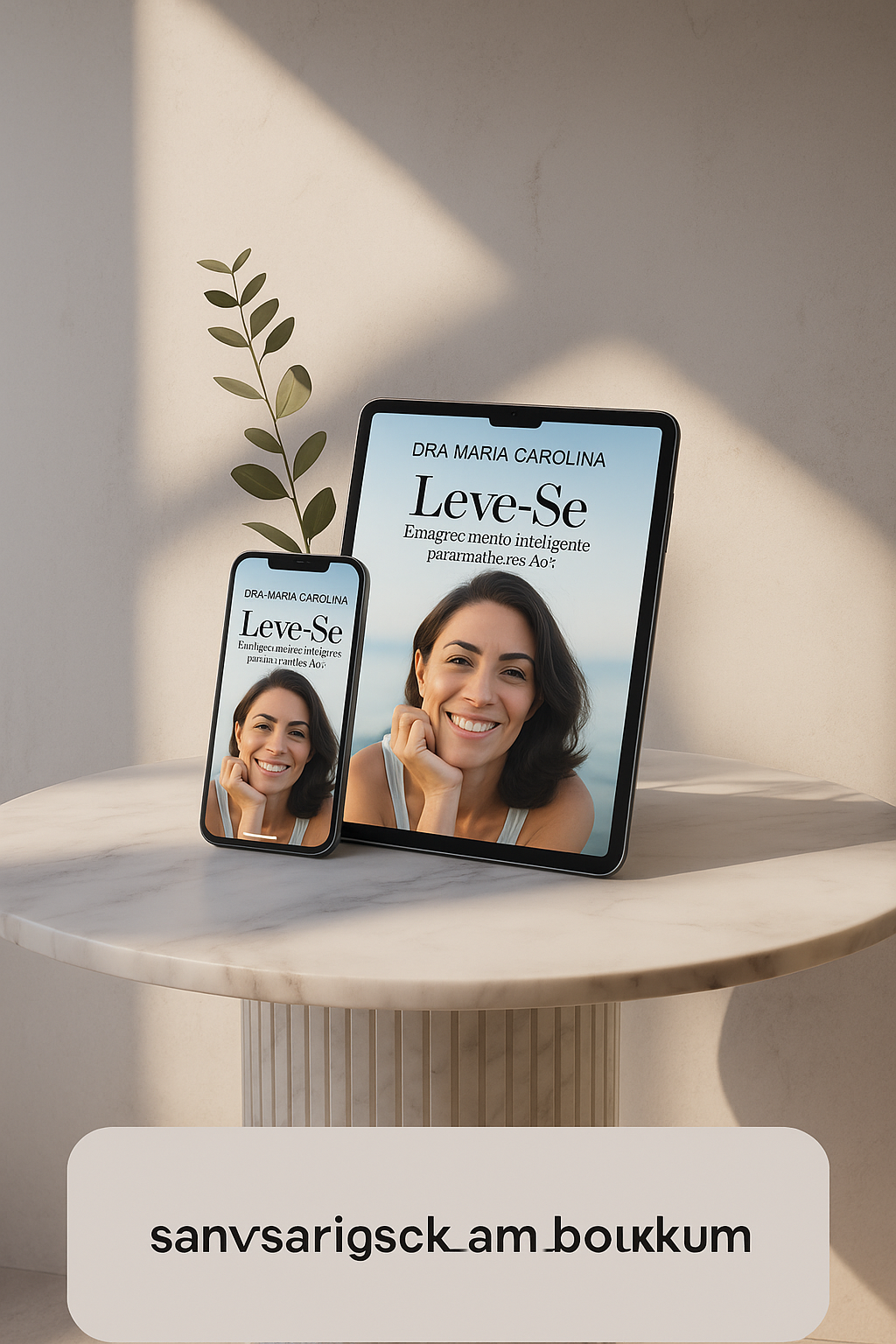 Mockup do eBook Leve-se em duas versões digitais sobre fundo neutro.