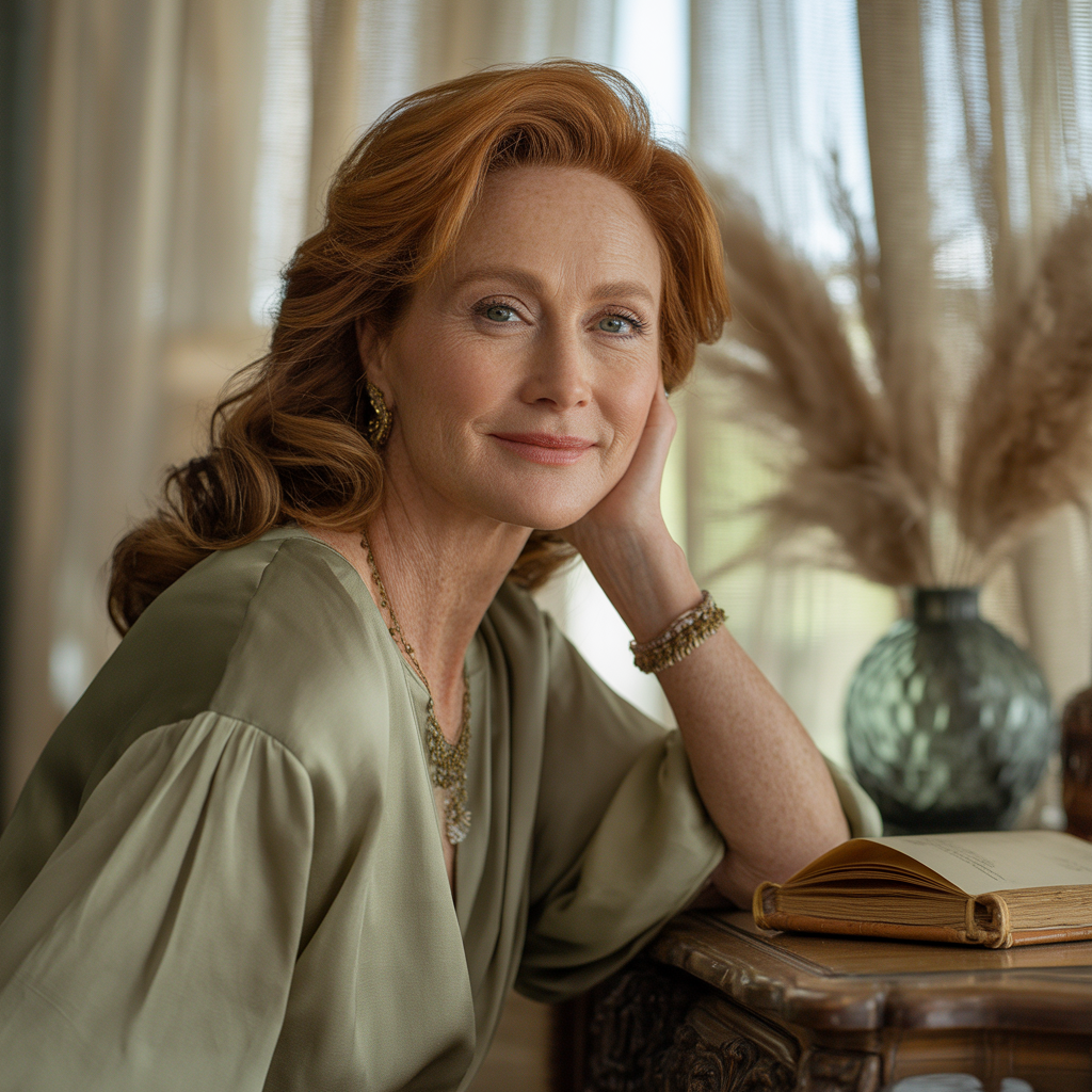 Mulher de 50 anos sorrindo ao ar livre, transmitindo liberdade e confiança.